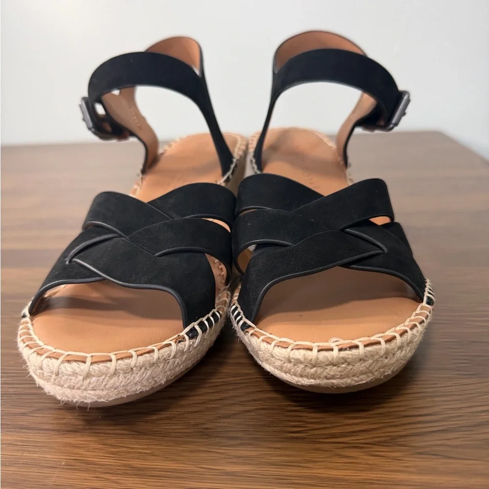 Gentle‎ Souls Black Espadrille Suede Wedges Sz 8